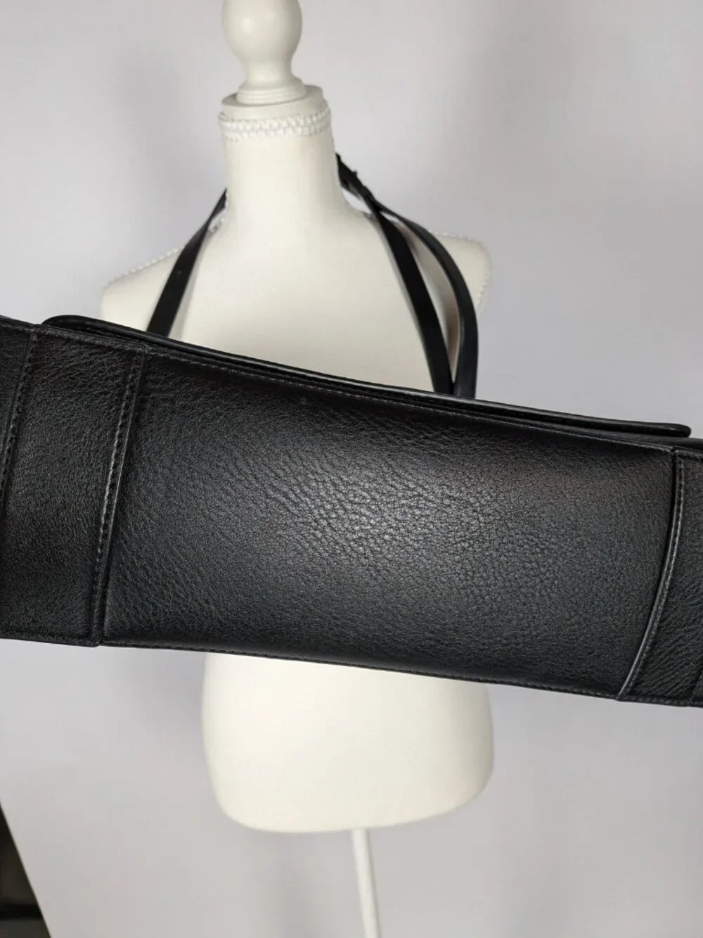 Dagne Dover Simone Bag Black Pebbled Leather Flap Shoulder Briefcase Laptop